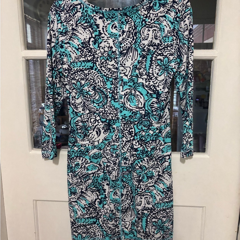 Lilly Pulitzer Teal and Cream Patterned Top - Picture 2 of 3